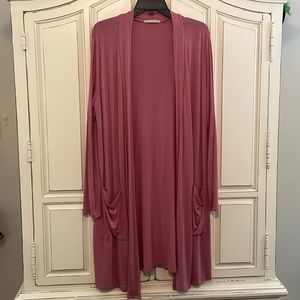 Dusty Pink Rose Cardigan Duster with Pockets Medium